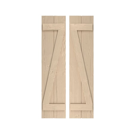 Rustic Two Board Joined Board-n-Batten Sandblasted Faux Wood Shutters W/Z-Board, 11W X 38H